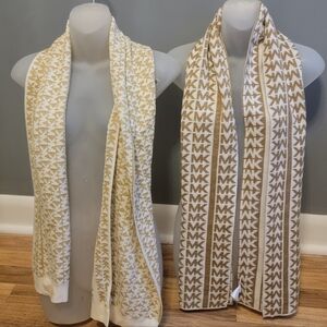 Michael Kors Cream and Brown Patterned Scarf